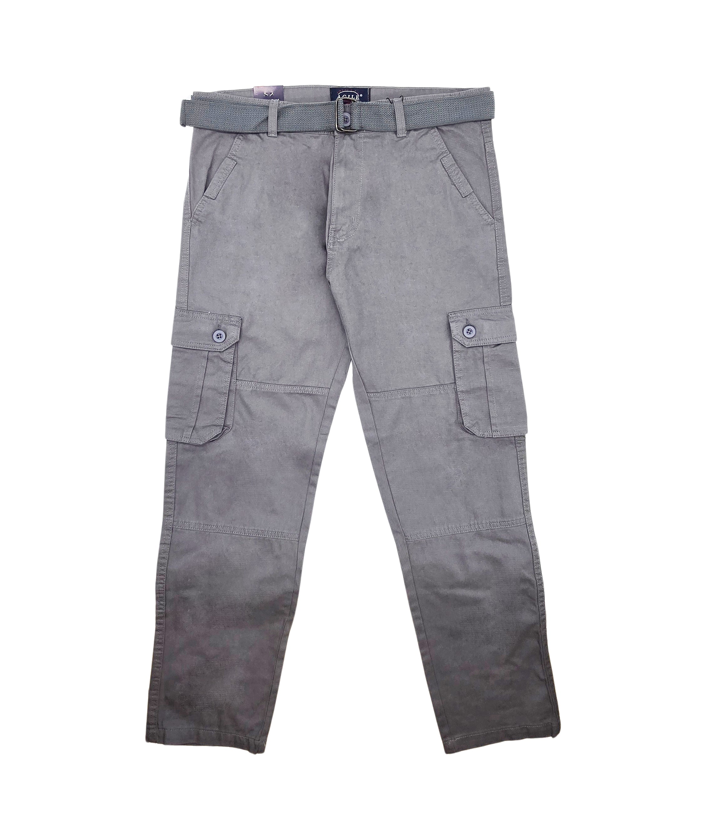 AGILE MEN'S CARGO PANTS W/ BELT (GREY)