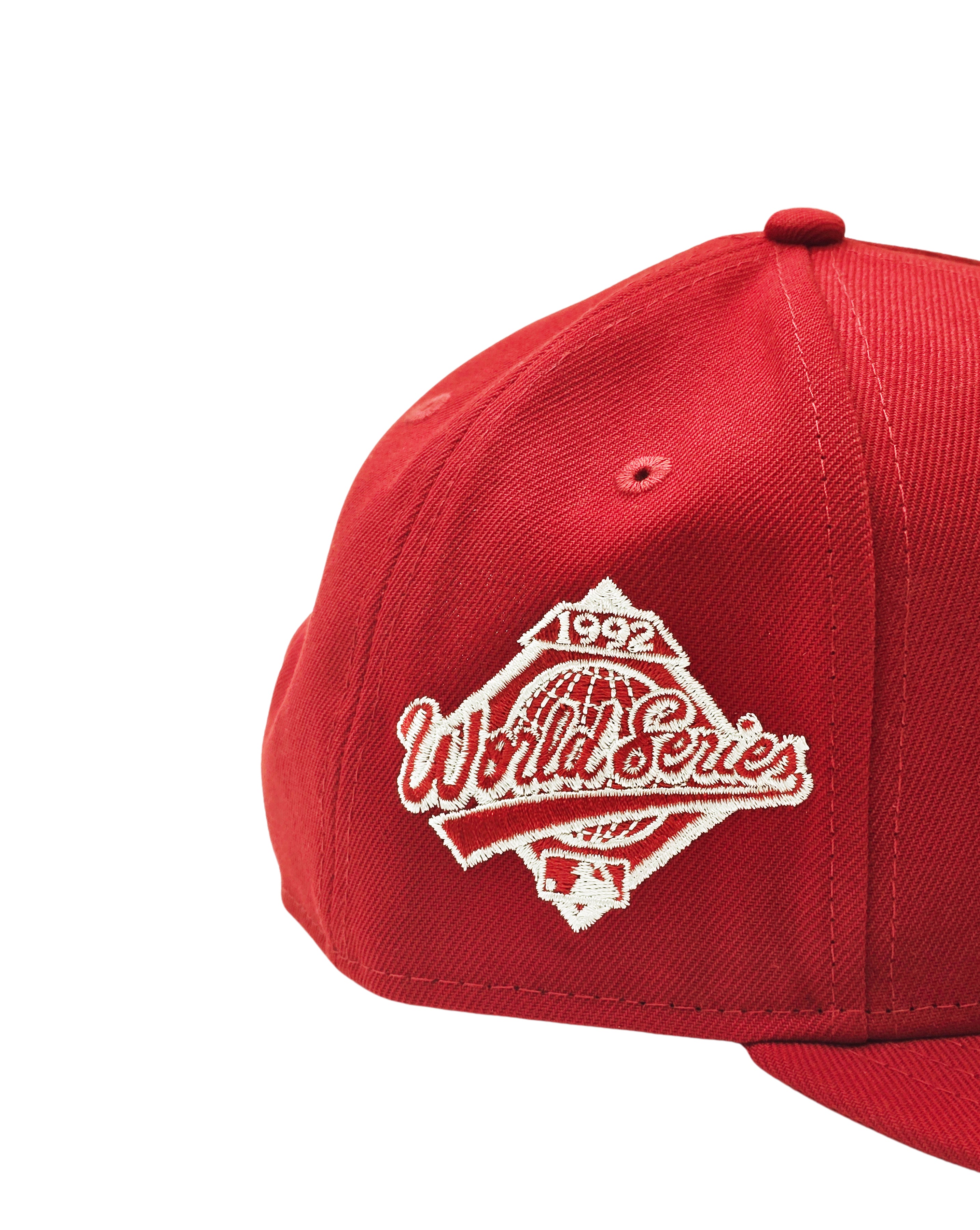 NEW ERA 9FIFTY MLB TORONTO 1992 WORLD SERIES TORONTO BLUE JAYS SCARLET RED SNAPBACK HAT