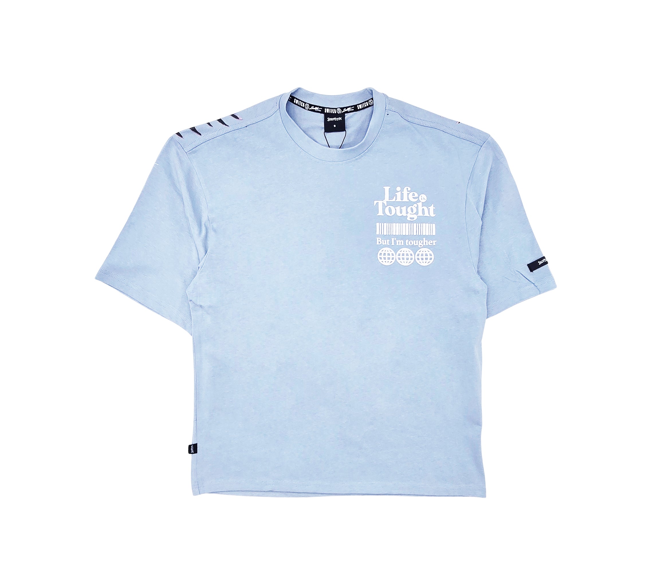 SWITCH MEN'S LIFE IS TOUGHT DROP SHOULDER EAGLE GRAPHIC T-SHIRT (BLUE)