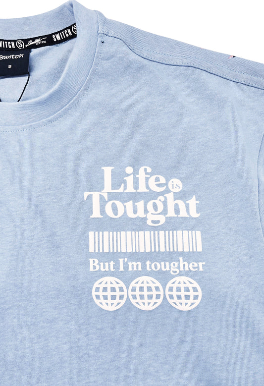 SWITCH MEN'S LIFE IS TOUGHT DROP SHOULDER EAGLE GRAPHIC T-SHIRT (BLUE)