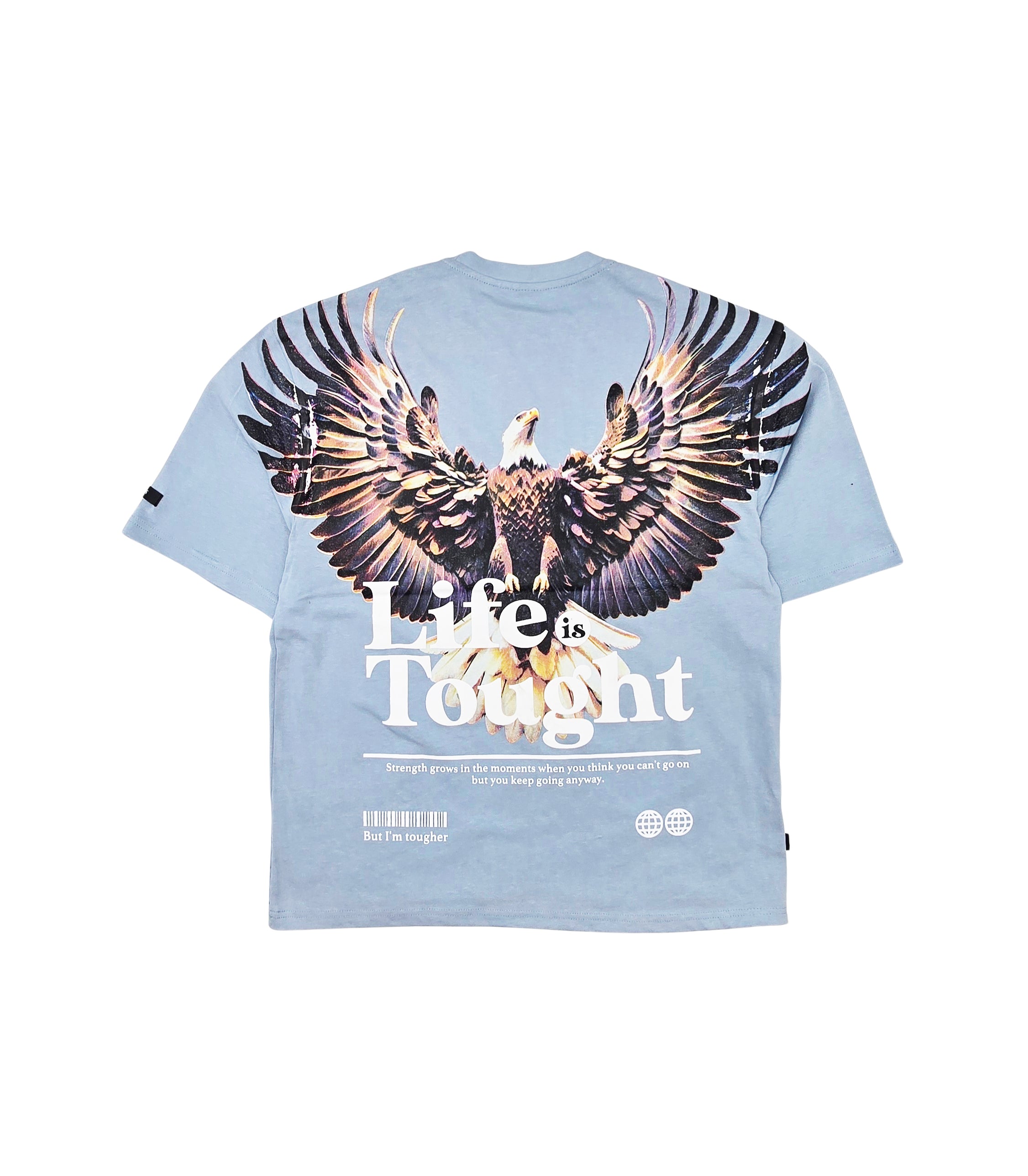SWITCH MEN'S LIFE IS TOUGHT DROP SHOULDER EAGLE GRAPHIC T-SHIRT (BLUE)