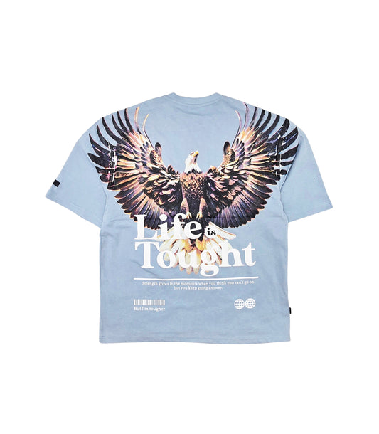 SWITCH MEN'S LIFE IS TOUGHT DROP SHOULDER EAGLE GRAPHIC T-SHIRT (BLUE)