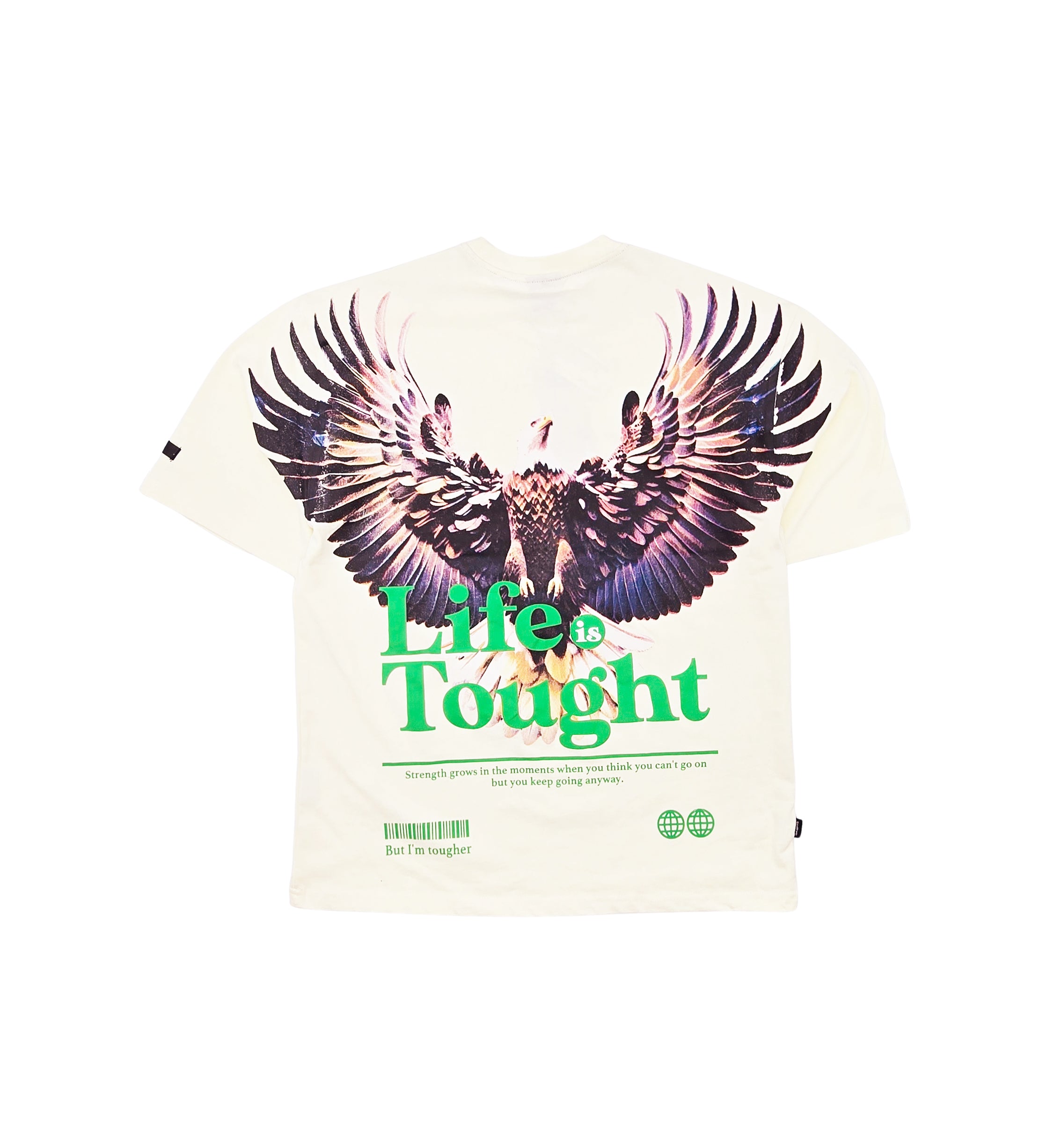 SWITCH MEN'S LIFE IS TOUGHT DROP SHOULDER EAGLE GRAPHIC T-SHIRT (CREAM)