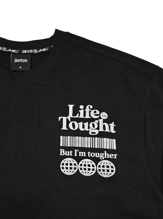SWITCH MEN'S LIFE IS TOUGHT DROP SHOULDER EAGLE GRAPHIC T-SHIRT (BLACK)