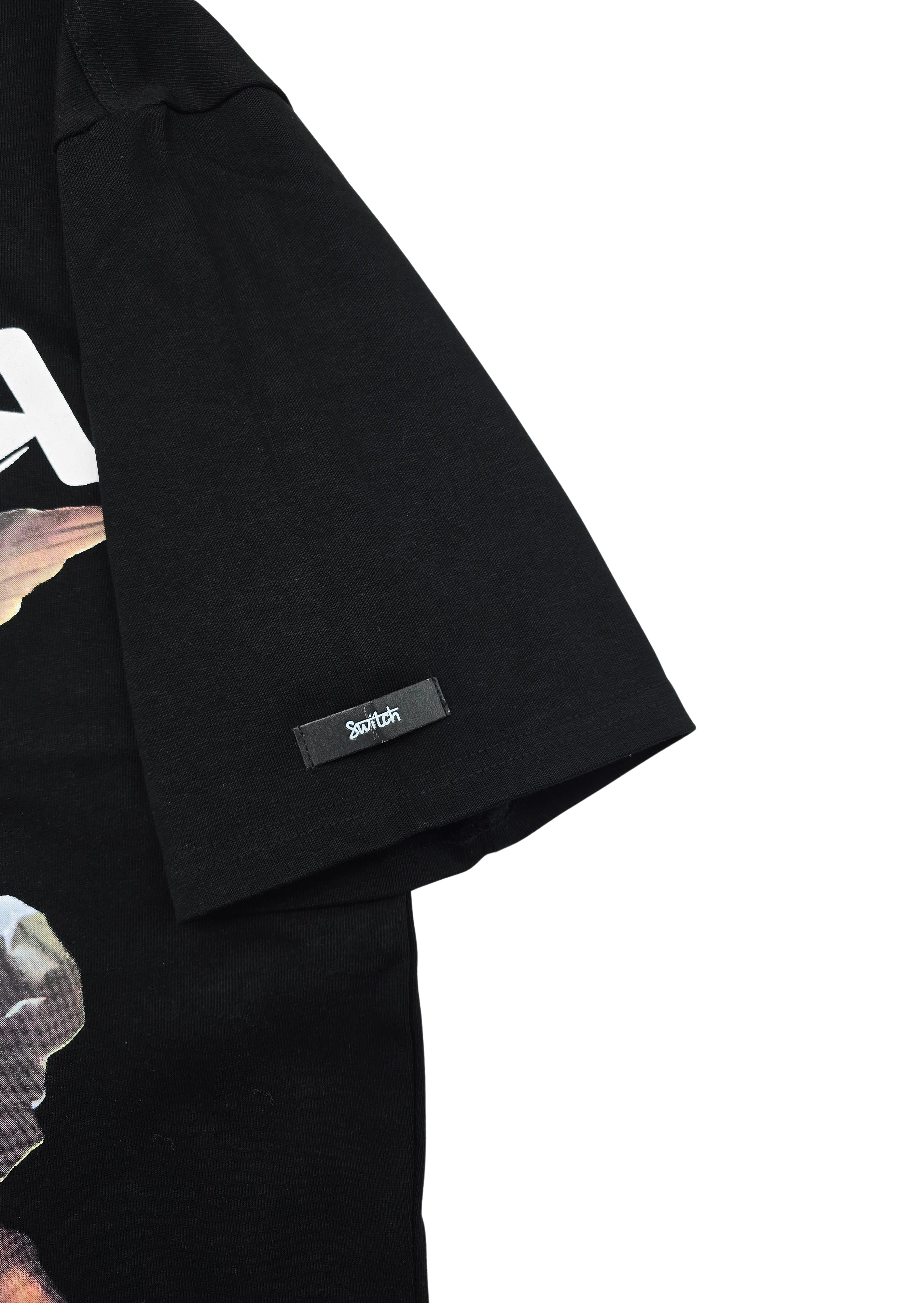 SWITCH MEN'S SAINT 777 DROP SHOULDER TWIN ANGELS GRAPHIC T-SHIRT (BLACK)