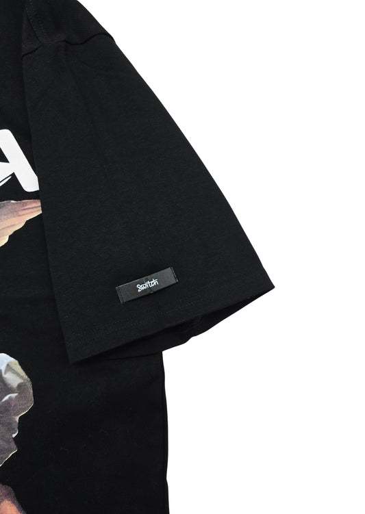 SWITCH MEN'S SAINT 777 DROP SHOULDER TWIN ANGELS GRAPHIC T-SHIRT (BLACK)