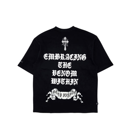 SWITCH MEN'S POISONOUS DEEP INSIDE DROP SHOULDER GRAPHIC T-SHIRT (BLACK)