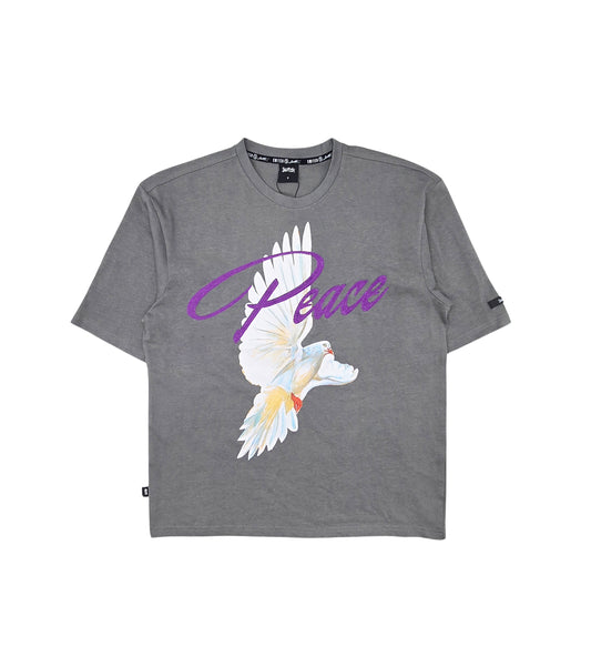 SWITCH MEN'S PEACEFUL BIRD DROP SHOULDER GRAPHIC T-SHIRT (GREY)