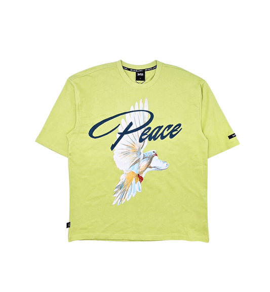 SWITCH MEN'S PEACEFUL BIRD DROP SHOULDER GRAPHIC T-SHIRT (LIGHT OLIVE GREEN)