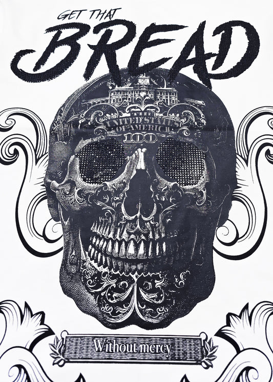 SWITCH MEN'S RHINESTONE MINERAL WASHED SKULL DROP SHOULDER GRAPHIC T-SHIRT (WHITE)