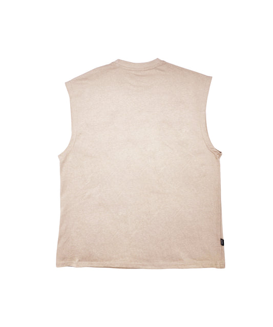 SWITCH MEN'S ETERNAL REST SKULL GRAPHIC CUT-OFF SLEEVELESS MUSCLE TANK TOP (SAND BROWN)