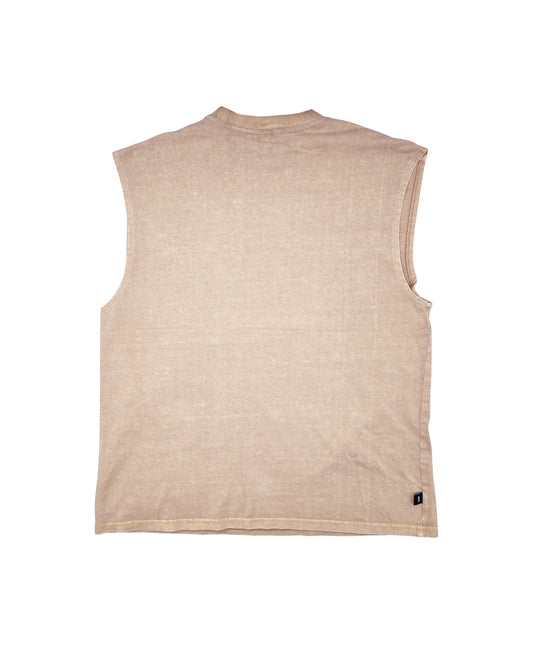 SWITCH MEN'S STRANGER THAN YESTERDAY GRAPHIC CUT-OFF SLEEVELESS MUSCLE TANK TOP (SAND)