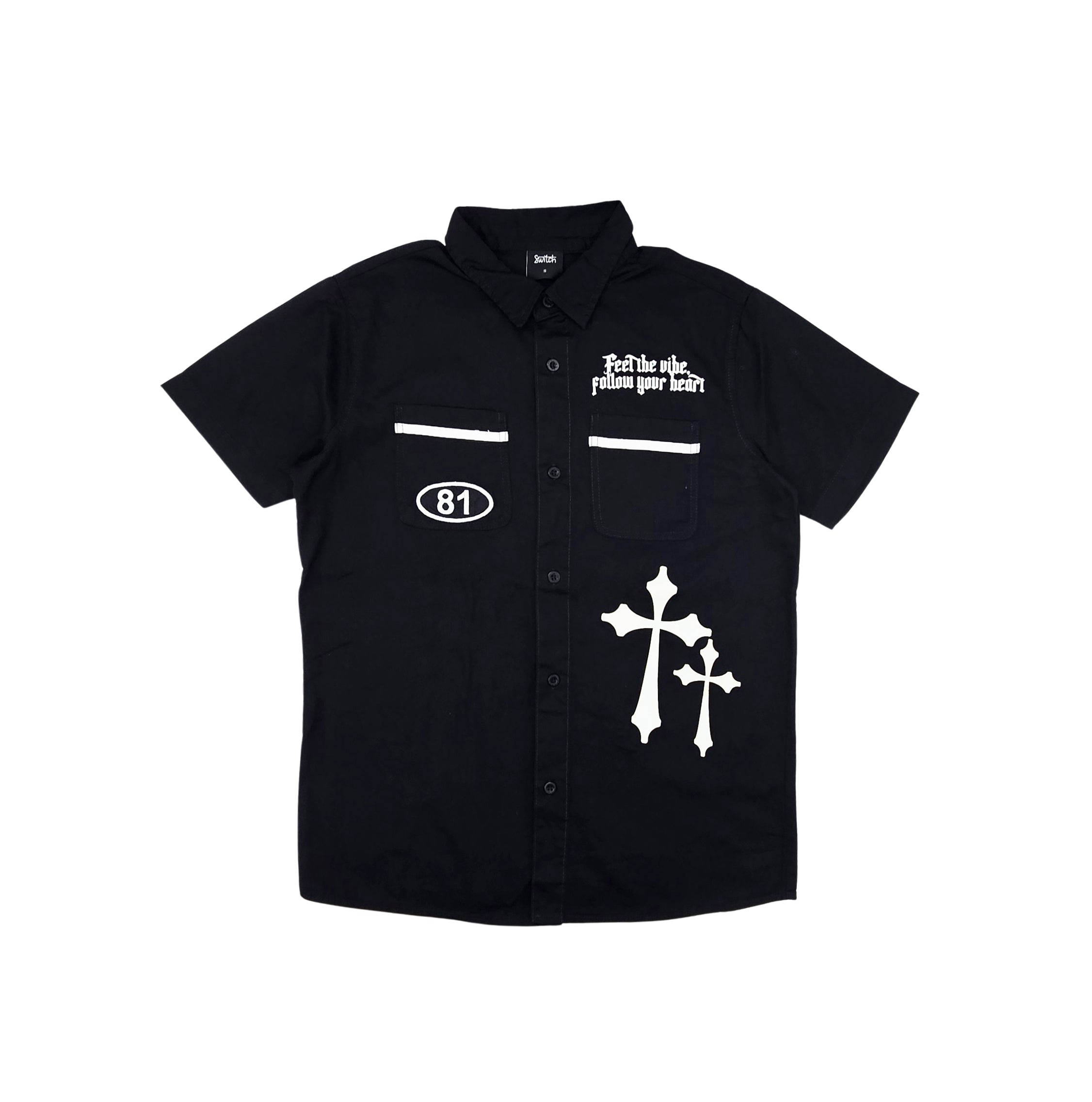 SWITCH MENS TURBO WOVEN SHORT SLEEVE SHIRT/SHORTS SET (BLACK)