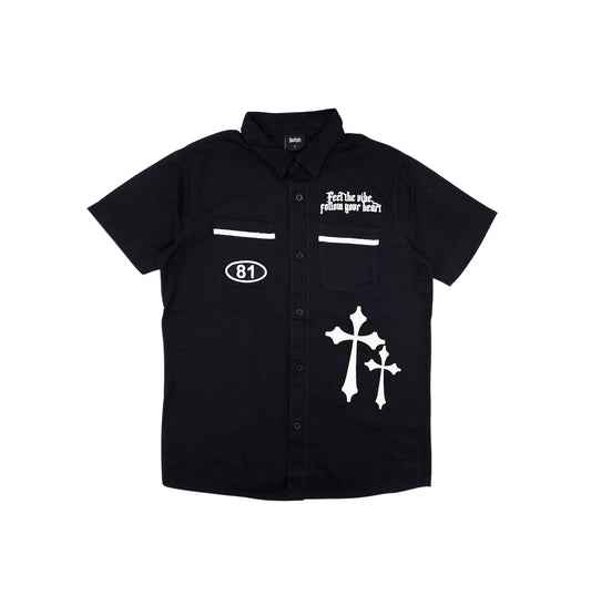 SWITCH MENS TURBO WOVEN SHORT SLEEVE SHIRT/SHORTS SET (BLACK)