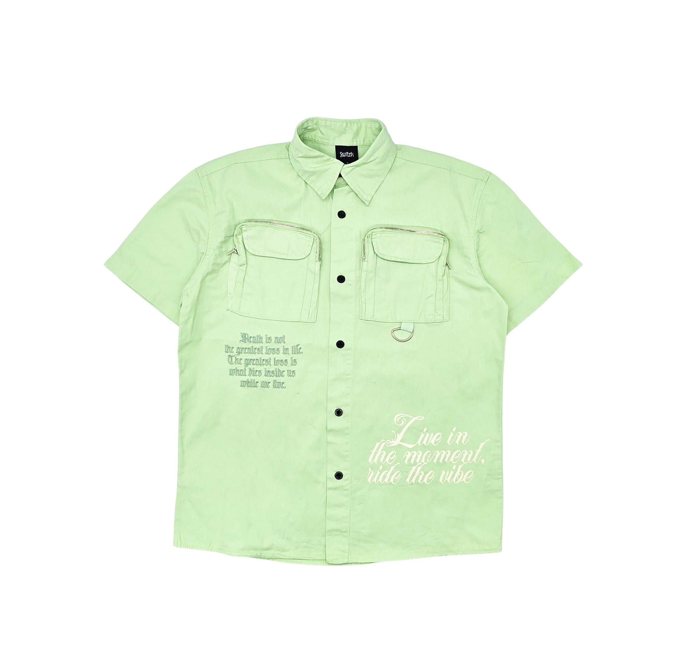 SWITCH MENS WOVEN LIVE IN THE MOMENT SHORT SLEEVE SHIRT/SHORTS SET (MINT GREEN)