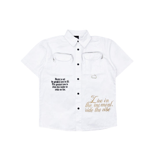 SWITCH MENS WOVEN LIVE IN THE MOMENT SHORT SLEEVE SHIRT/SHORTS SET (WHITE)
