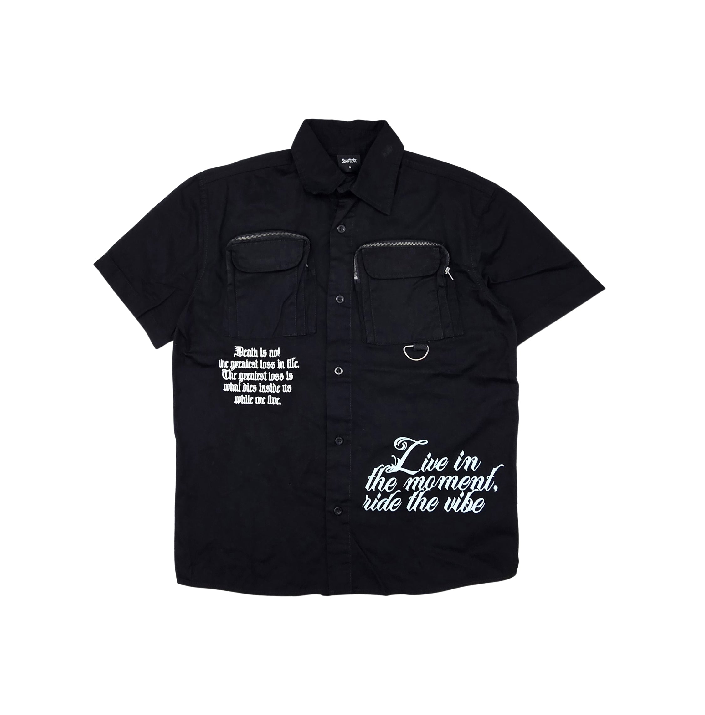 SWITCH MENS WOVEN LIVE IN THE MOMENT SHORT SLEEVE SHIRT/SHORTS SET (BLACK)