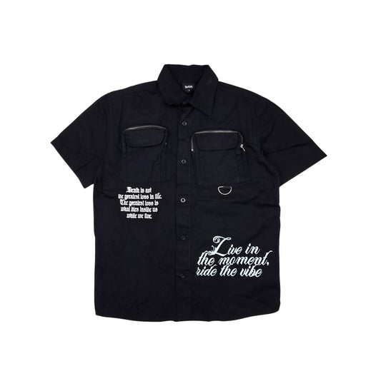 SWITCH MENS WOVEN LIVE IN THE MOMENT SHORT SLEEVE SHIRT/SHORTS SET (BLACK)