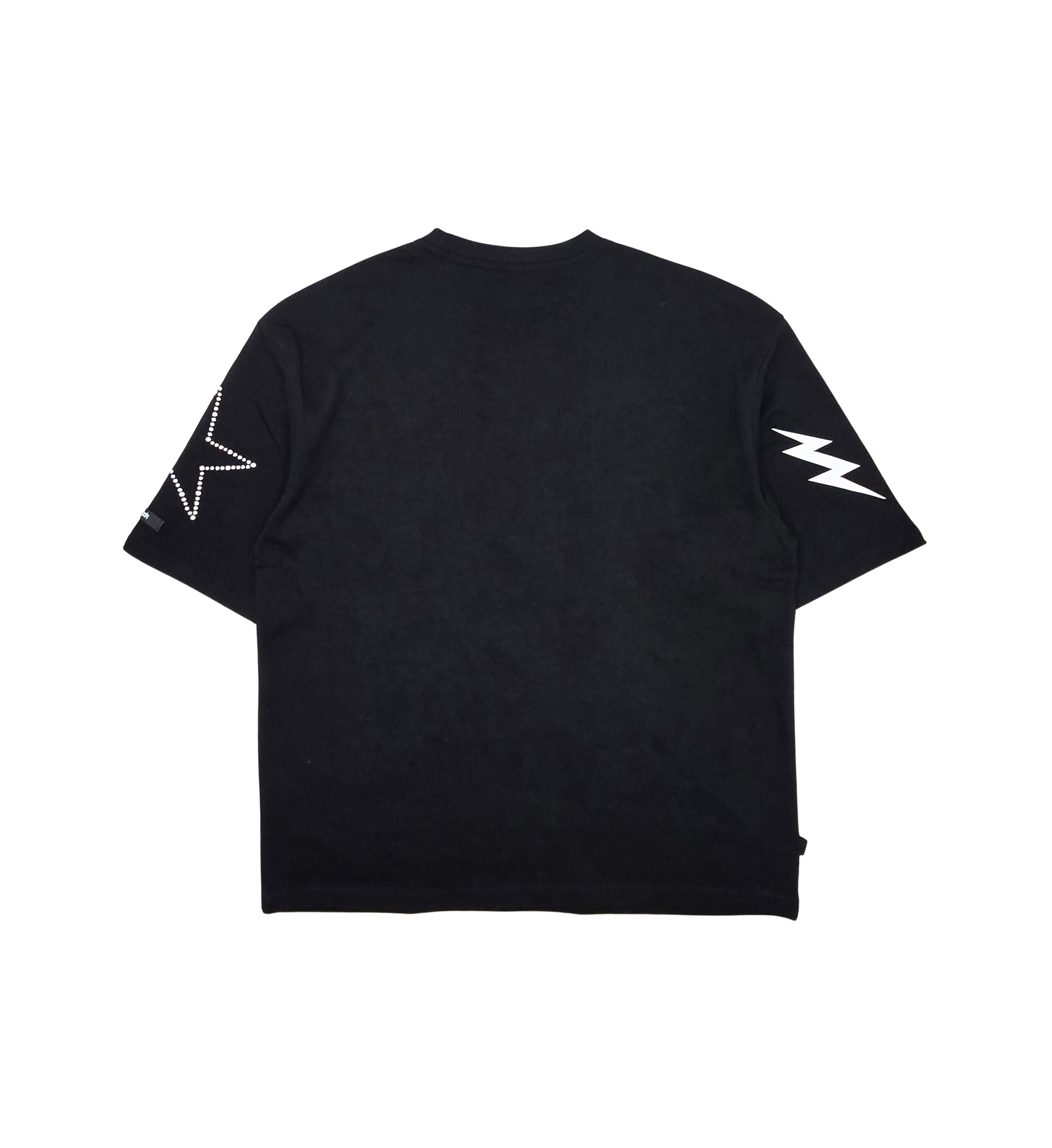 SWITCH MEN'S CONQUERS GRAPHIC & RHINESTONE T-SHIRT/SHORTS SET (BLACK)