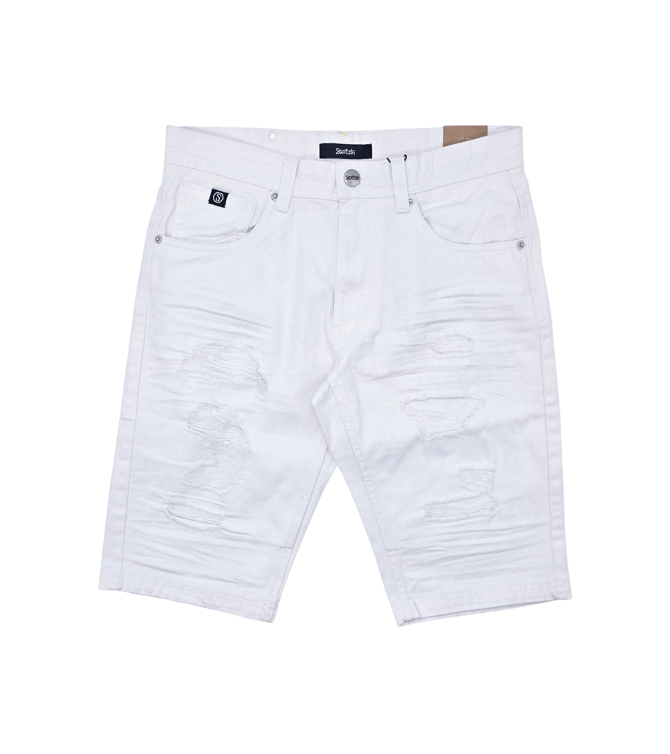 SWITCH MEN'S RIPPED DENIM SHORTS (WHITE)