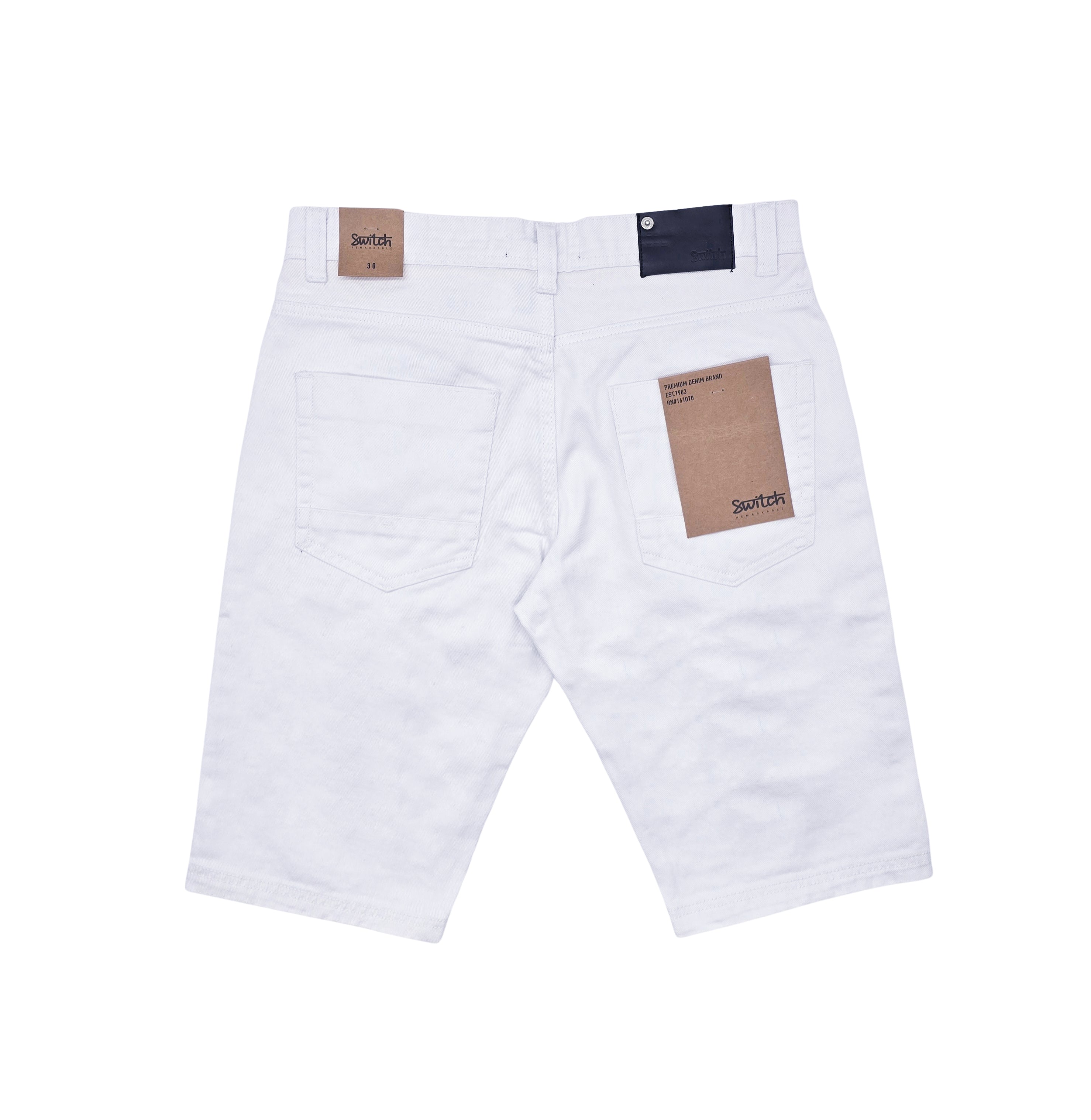 SWITCH MEN'S RIPPED DENIM SHORTS (WHITE)