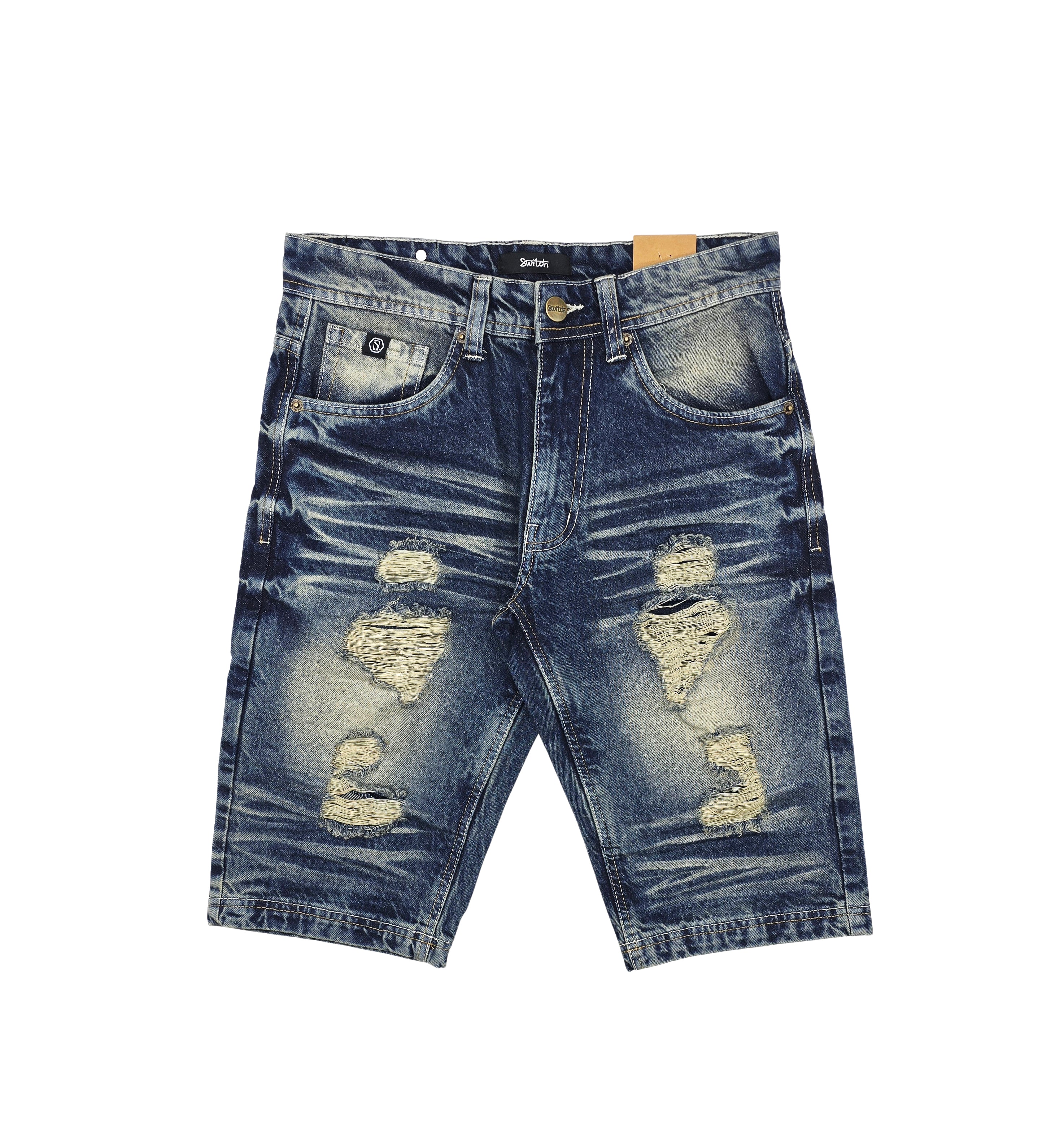 SWITCH MEN'S RIPPED DENIM SHORTS (VINTAGE BLUE)