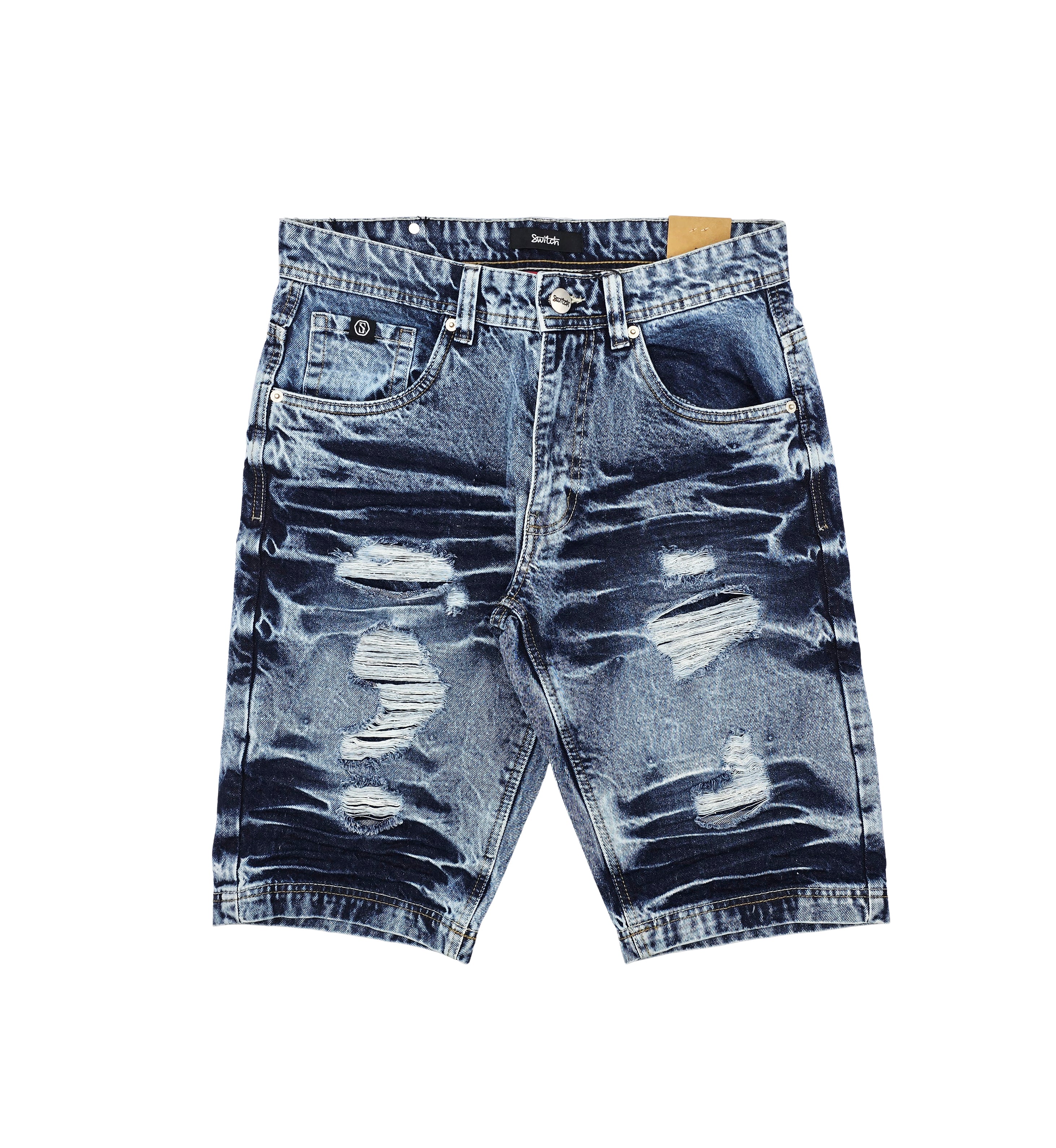 SWITCH MEN'S RIPPED DENIM SHORTS (INDIGO BLUE)