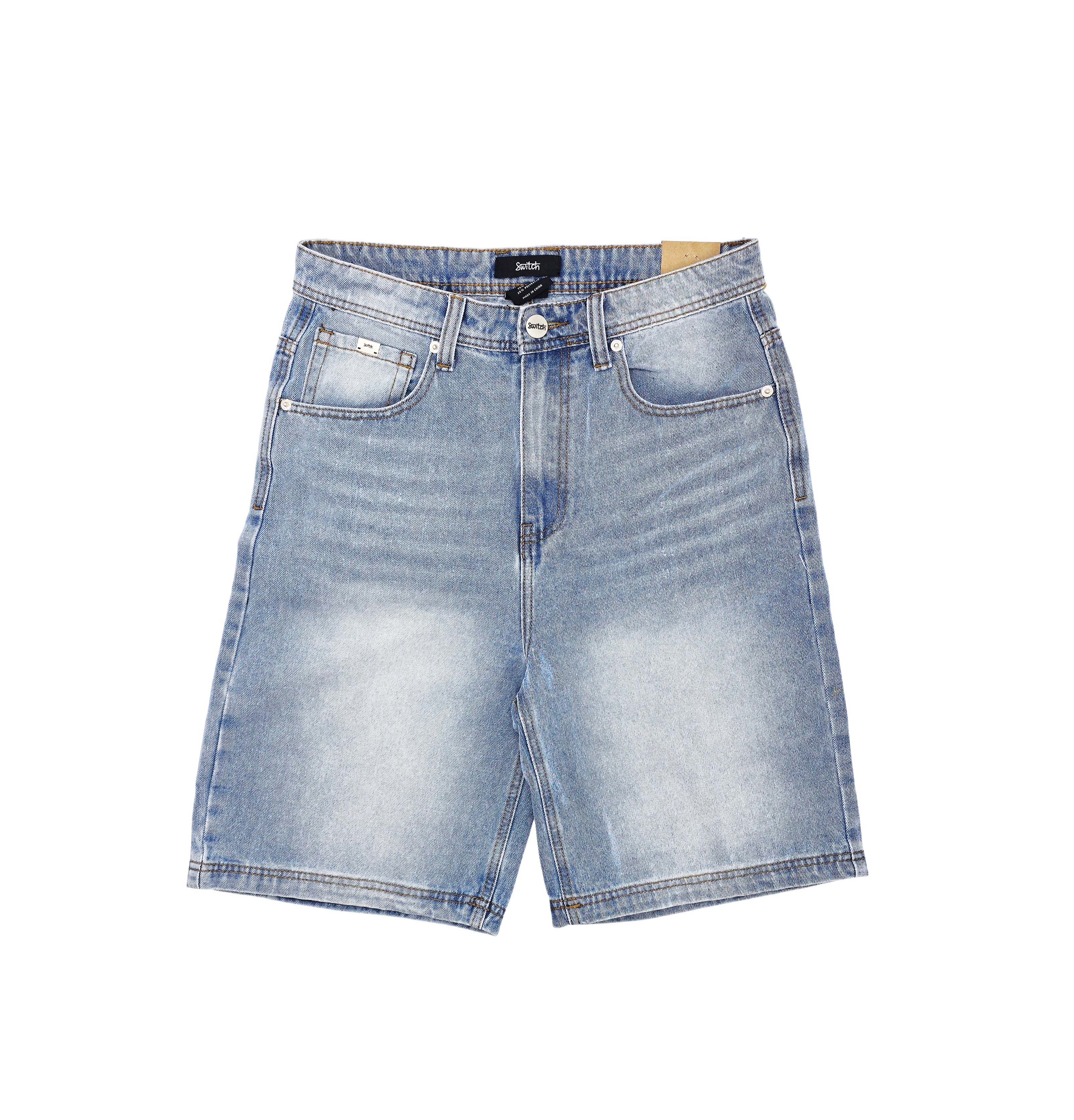 SWITCH MEN'S DENIM LONG BAGGY (JORTS) SHORTS (BLUE)