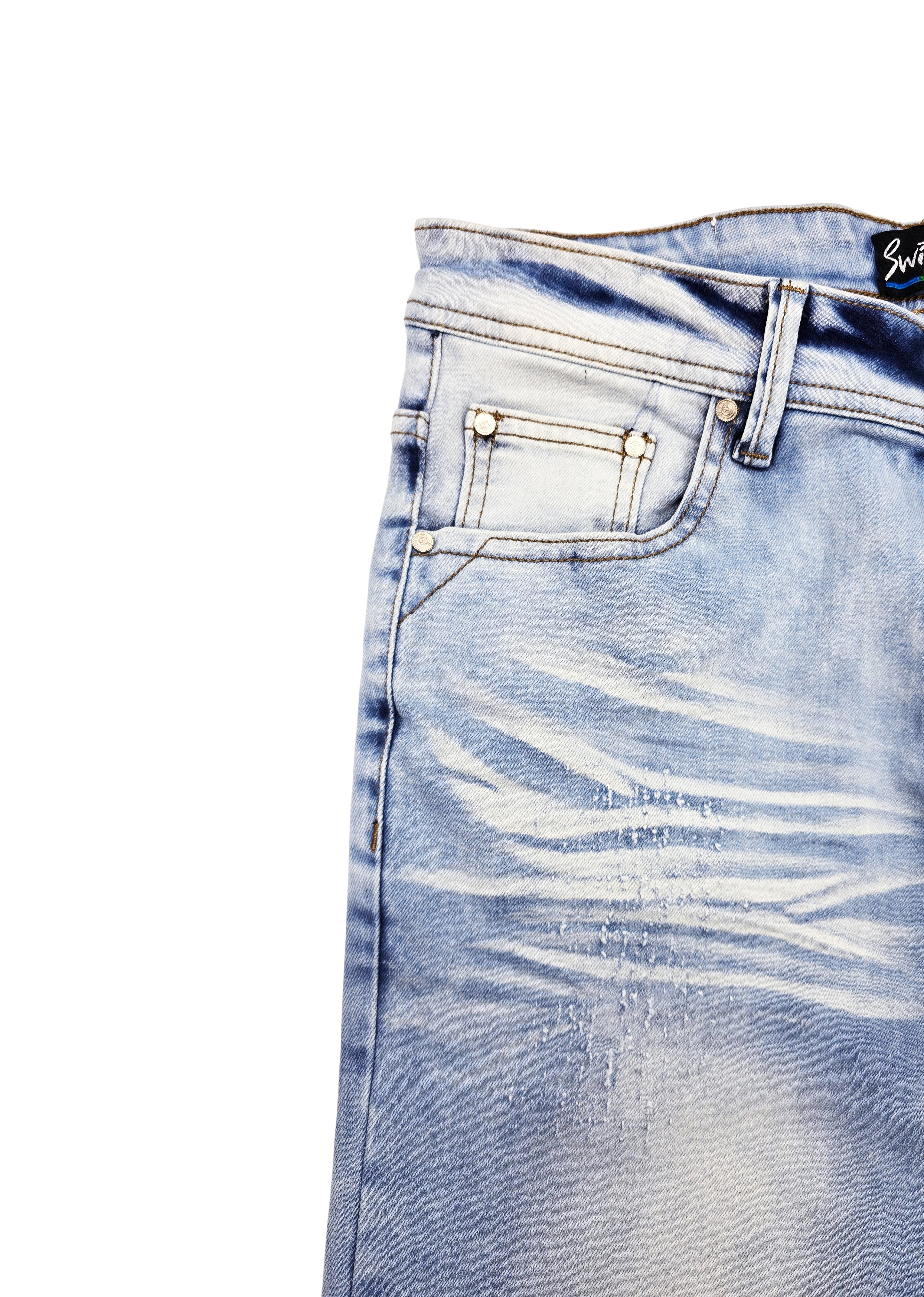 SWITCH REMARKABLE MEN'S SLIM FIT DISTRESSED BIKER JEANS (LIGHT BLUE)