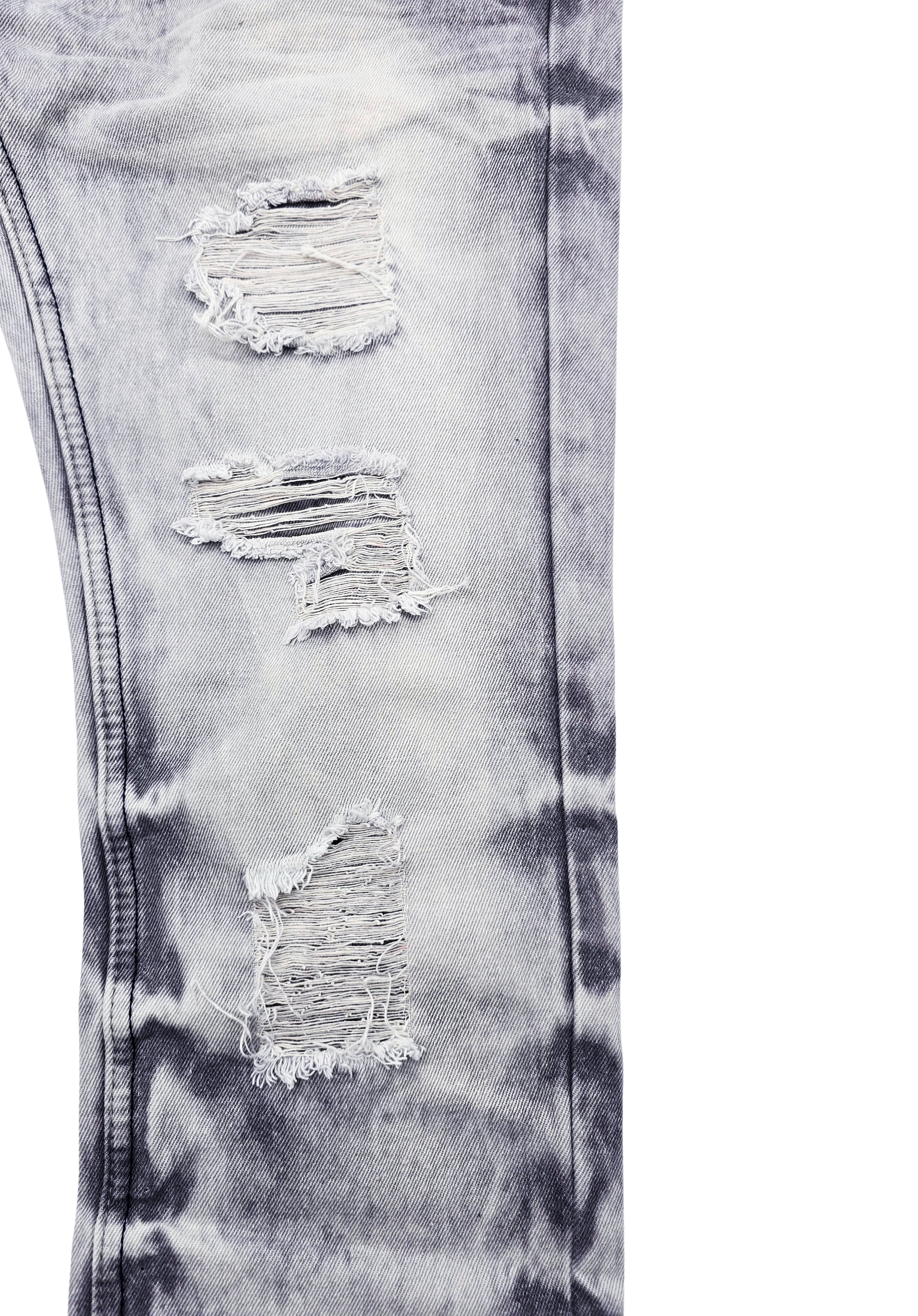 SWITCH REMARKABLE MEN'S SLIM FIT RIPPED DENIM JEANS (ICE GREY)