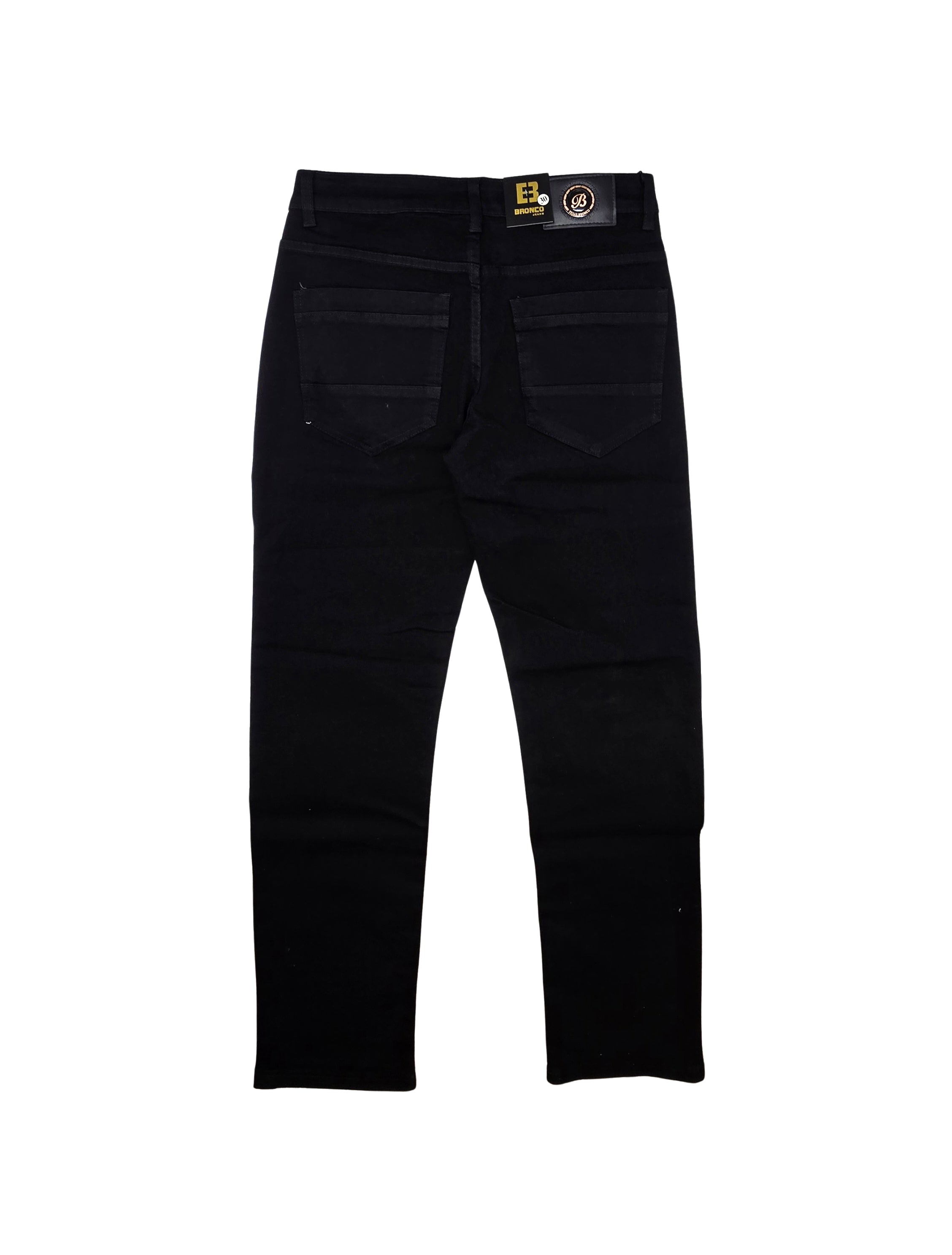 BRONCO MEN'S PLAIN SLIM STRETCH JEANS (BLACK)
