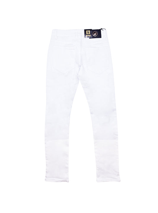 BRONCO MEN'S DENIM RIPPED JEANS (WHITE)