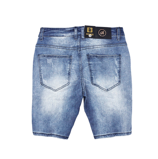 BRONCO MEN'S DENIM RIPPED JEAN SHORTS (BLUE)