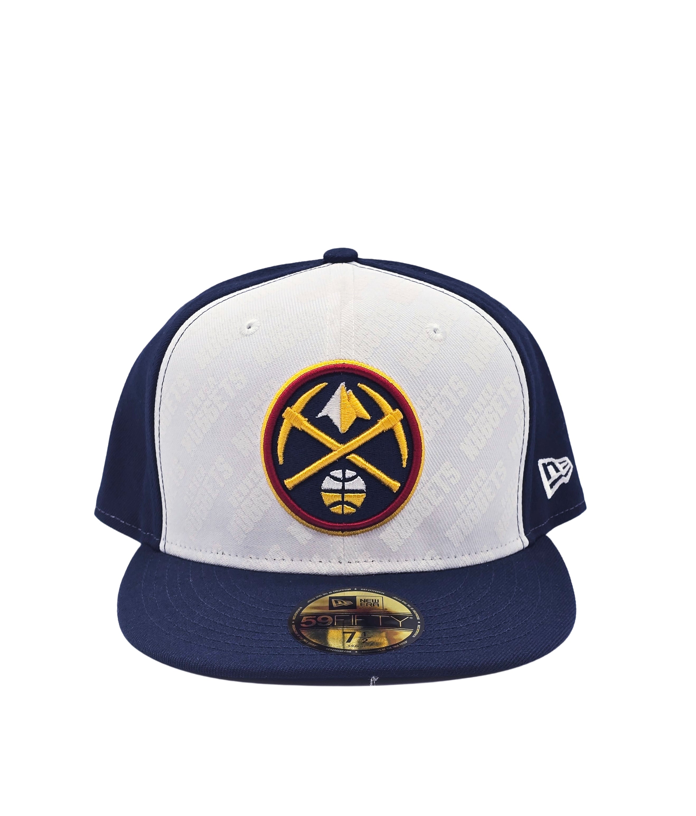 NEW ERA 59FIFTY NBA DENVER NUGGETS WHITE/NAVY BLUE FITTED HAT