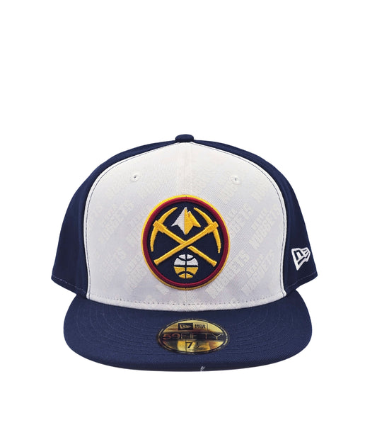 NEW ERA 59FIFTY NBA DENVER NUGGETS WHITE/NAVY BLUE FITTED HAT