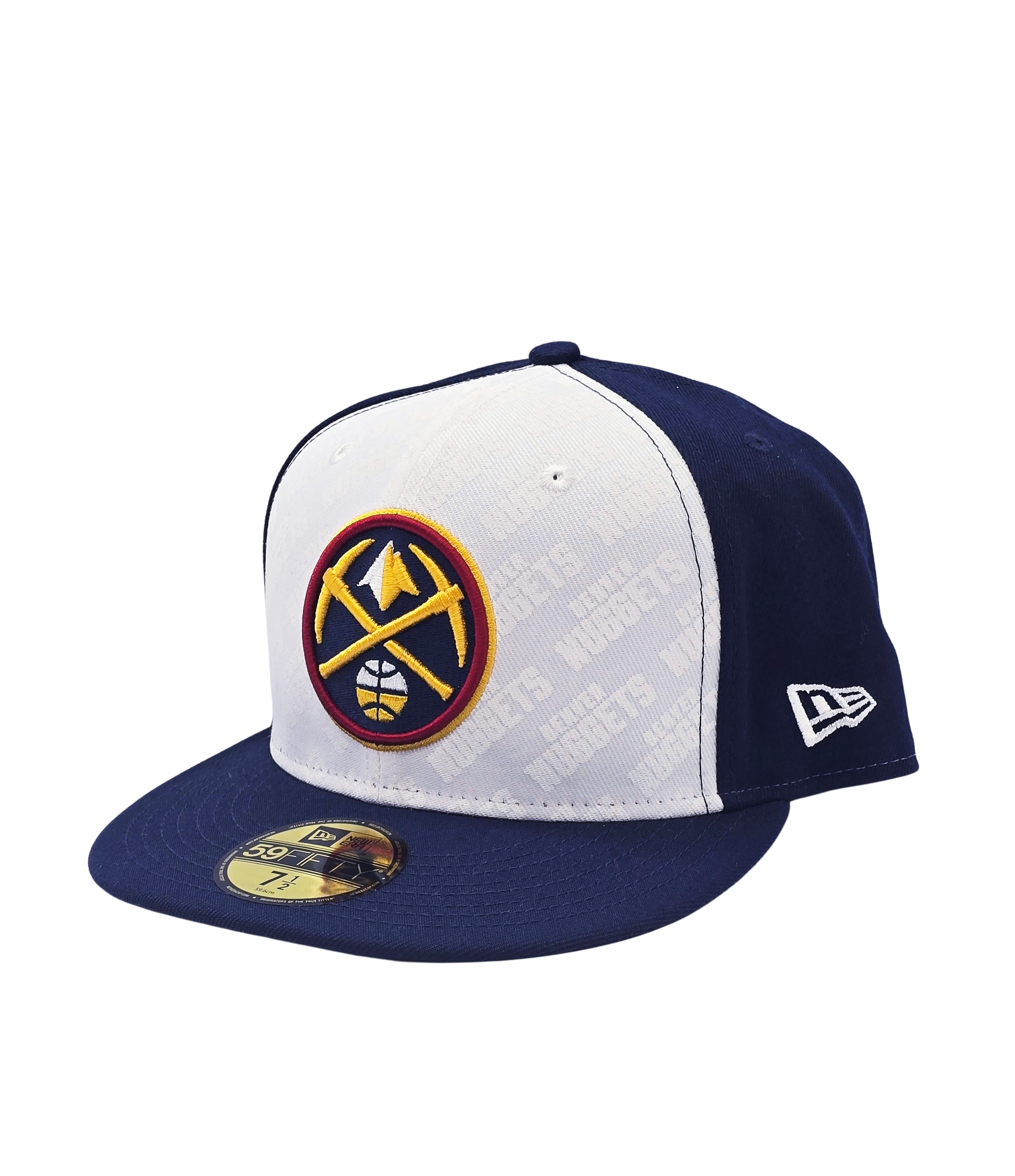 NEW ERA 59FIFTY NBA DENVER NUGGETS WHITE/NAVY BLUE FITTED HAT
