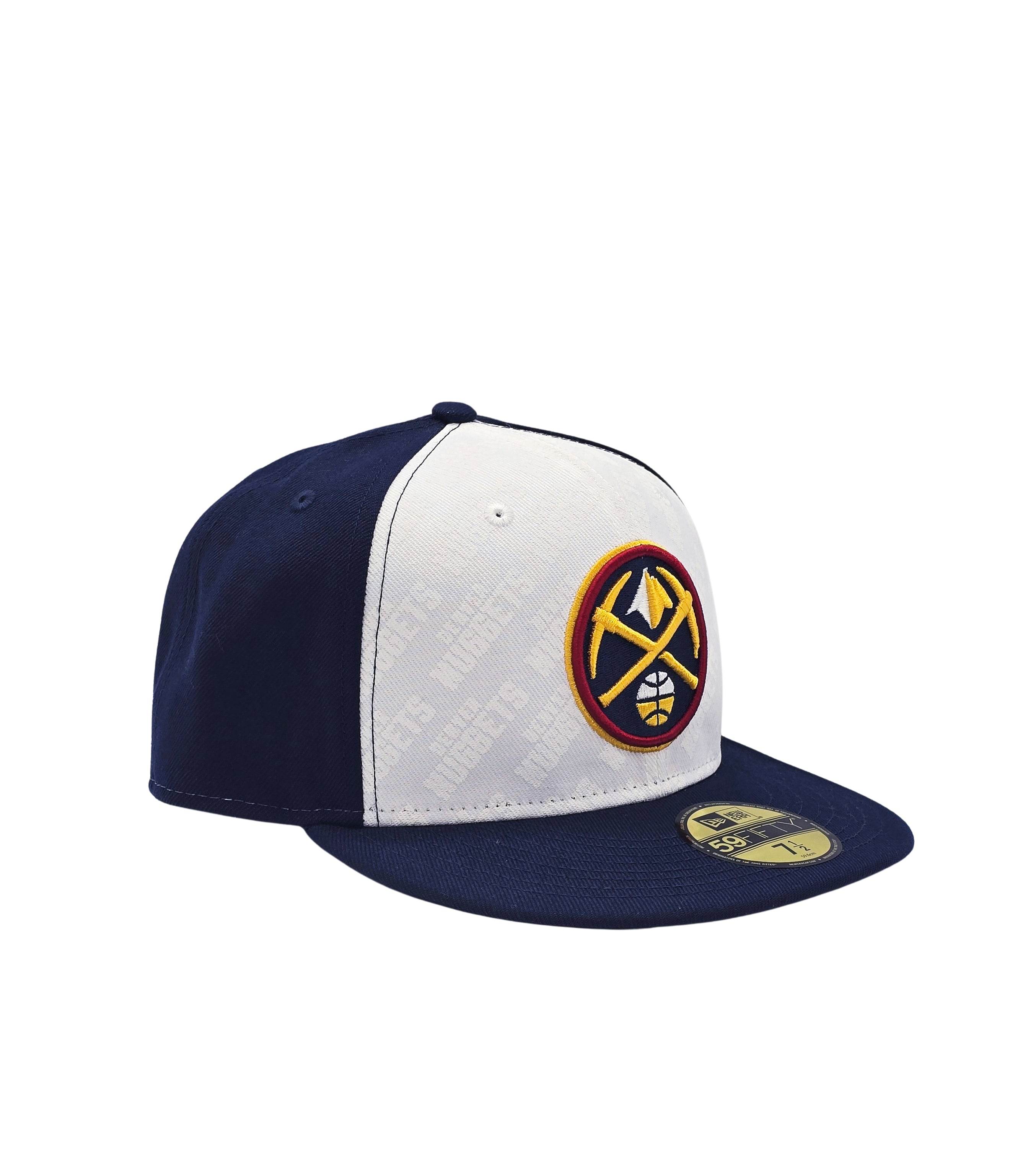 NEW ERA 59FIFTY NBA DENVER NUGGETS WHITE/NAVY BLUE FITTED HAT