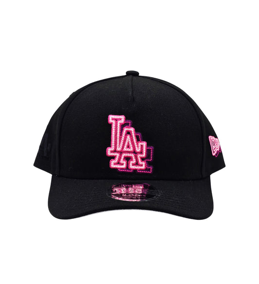 NEW ERA 9FORTY MLB LOS ANGELES DODGERS M-CROWN ADJUSTABLE A-FRAME SNAPBACK BLACK/PINK CAP
