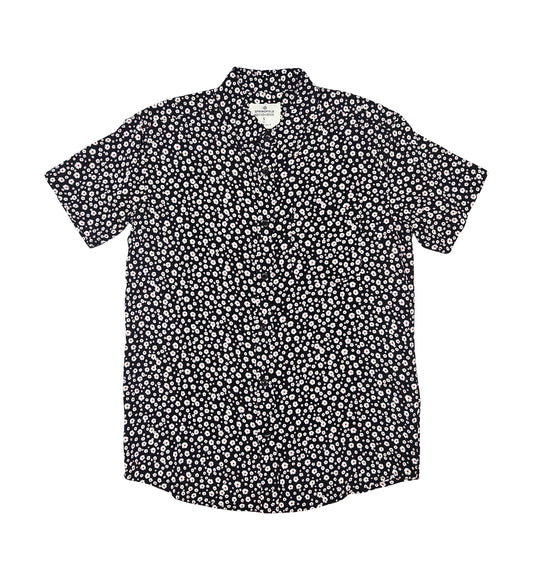 SPRINGFIELD MEN'S SHORT SLEEVES PRINTED BUTTON-UP SHIRT (BLACK/RED)