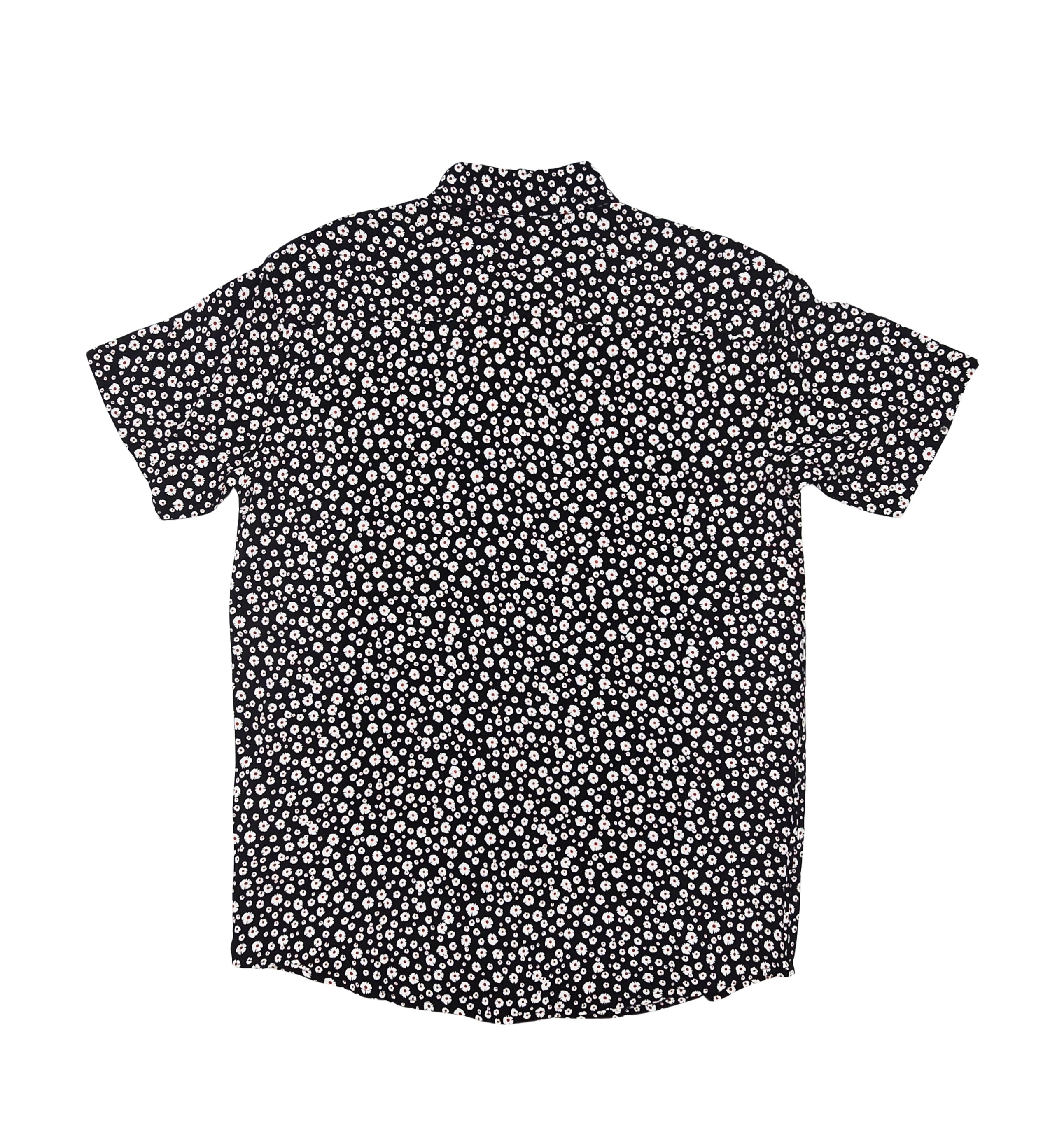 SPRINGFIELD MEN'S SHORT SLEEVES PRINTED BUTTON-UP SHIRT (BLACK/RED)