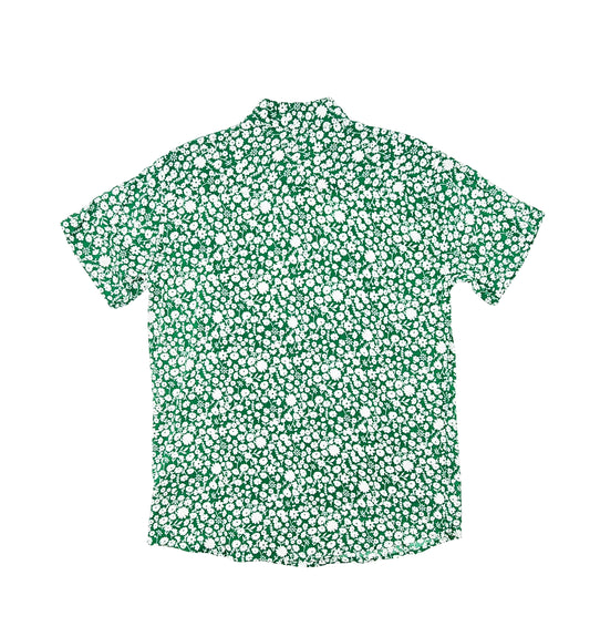 SPRINGFIELD MEN'S SHORT SLEEVES PRINTED BUTTON-UP SHIRT (GREEN/WHITE)