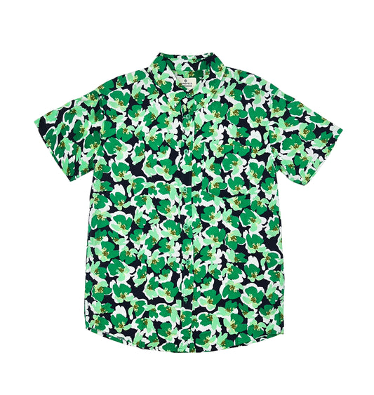 SPRINGFIELD MEN'S SHORT SLEEVES PRINTED BUTTON-UP SHIRT (GREEN)