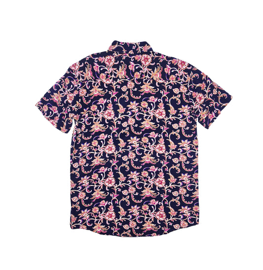 SPRINGFIELD MEN'S SHORT SLEEVES PRINTED BUTTON-UP SHIRT (NAVY BLUE/PINK)