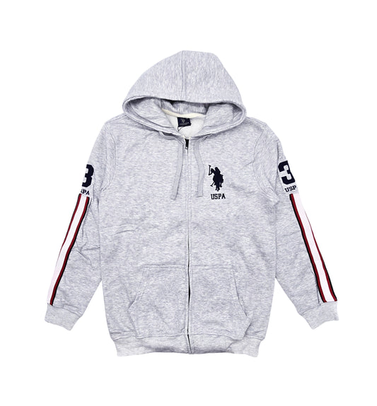 MEN'S U.S. POLO FLEECE PULLOVER HOODIE (GREY)