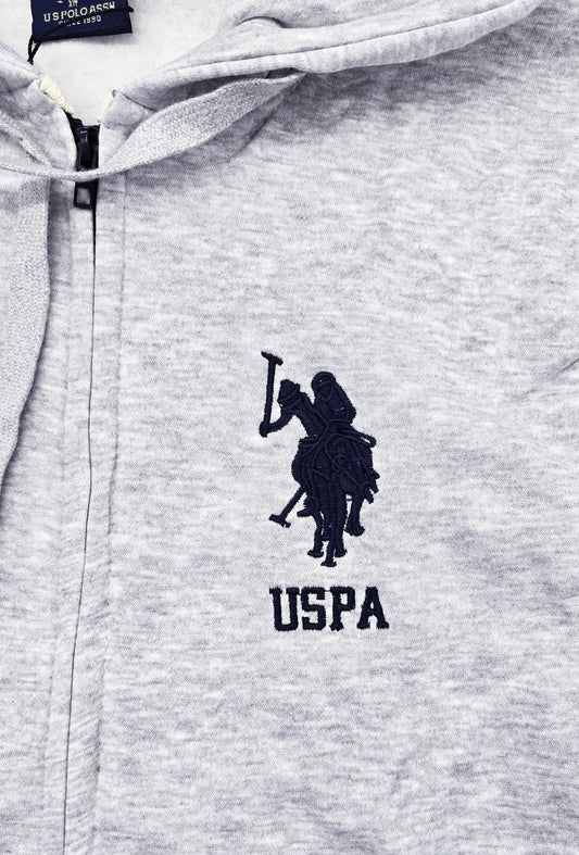 MEN'S U.S. POLO FLEECE PULLOVER HOODIE (GREY)
