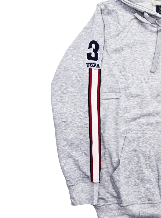 MEN'S U.S. POLO FLEECE PULLOVER HOODIE (GREY)