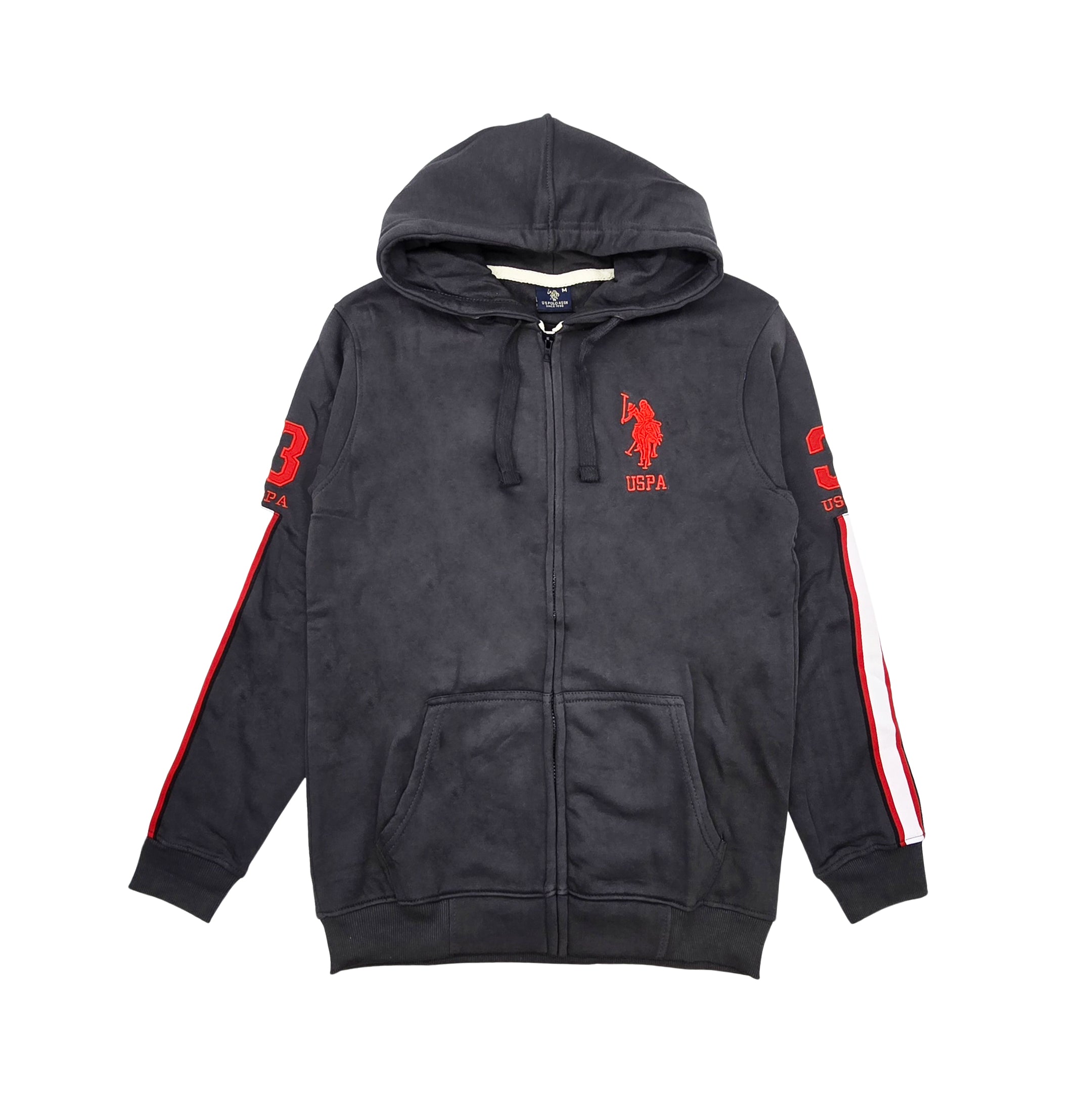 MEN'S U.S. POLO FLEECE PULLOVER HOODIE (CHARCOAL)