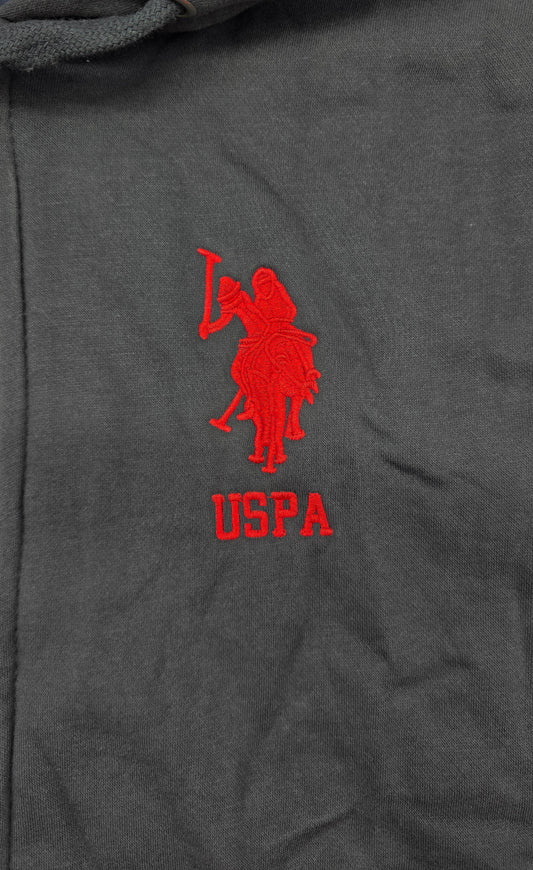 MEN'S U.S. POLO FLEECE PULLOVER HOODIE (CHARCOAL)