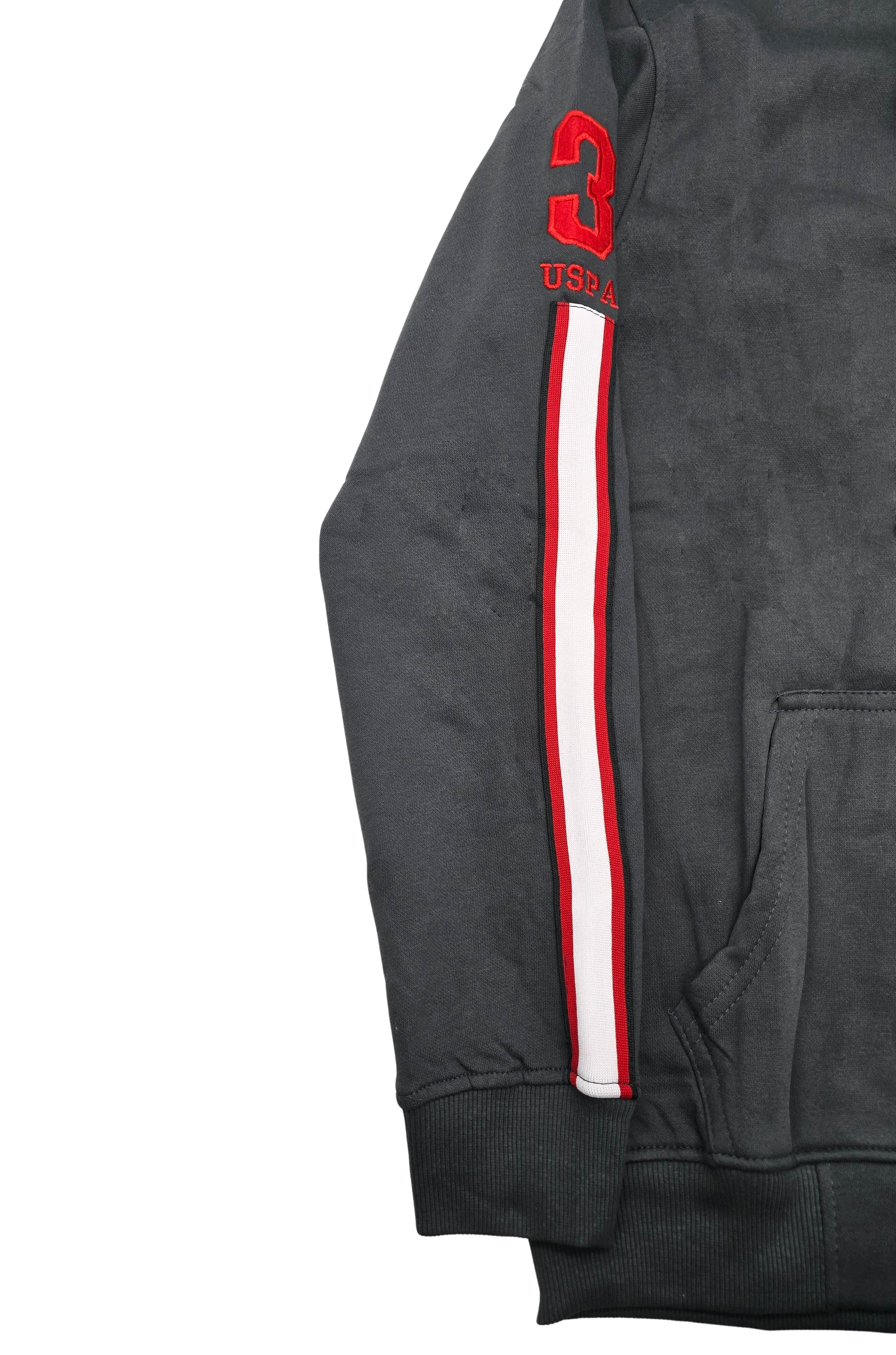 MEN'S U.S. POLO FLEECE PULLOVER HOODIE (CHARCOAL)