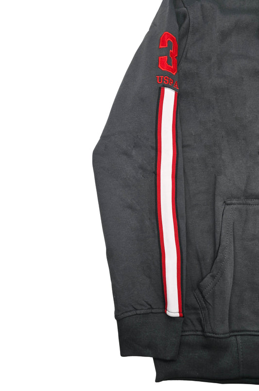 MEN'S U.S. POLO FLEECE PULLOVER HOODIE (CHARCOAL)